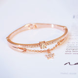 Hot Luxury Rose Gold Stainless Steel Bracelets Bangles Female Heart Forever Love Brand Charm Bracelet for Women Famous Jewelry